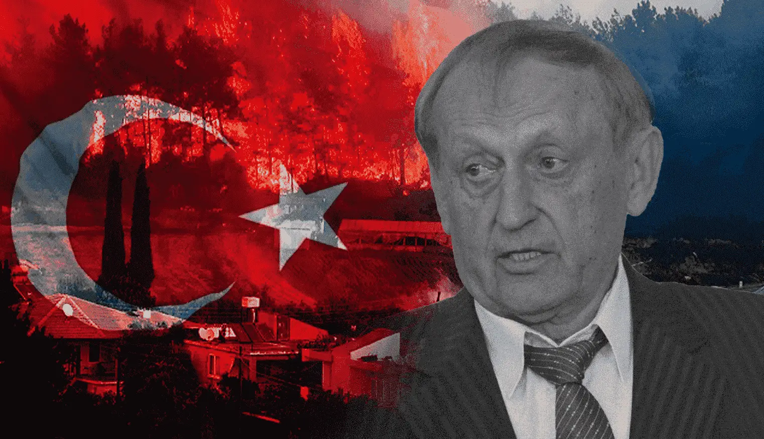 Former director of Motor Sich Vyacheslav Boguslaev against the background of the Turkish flag